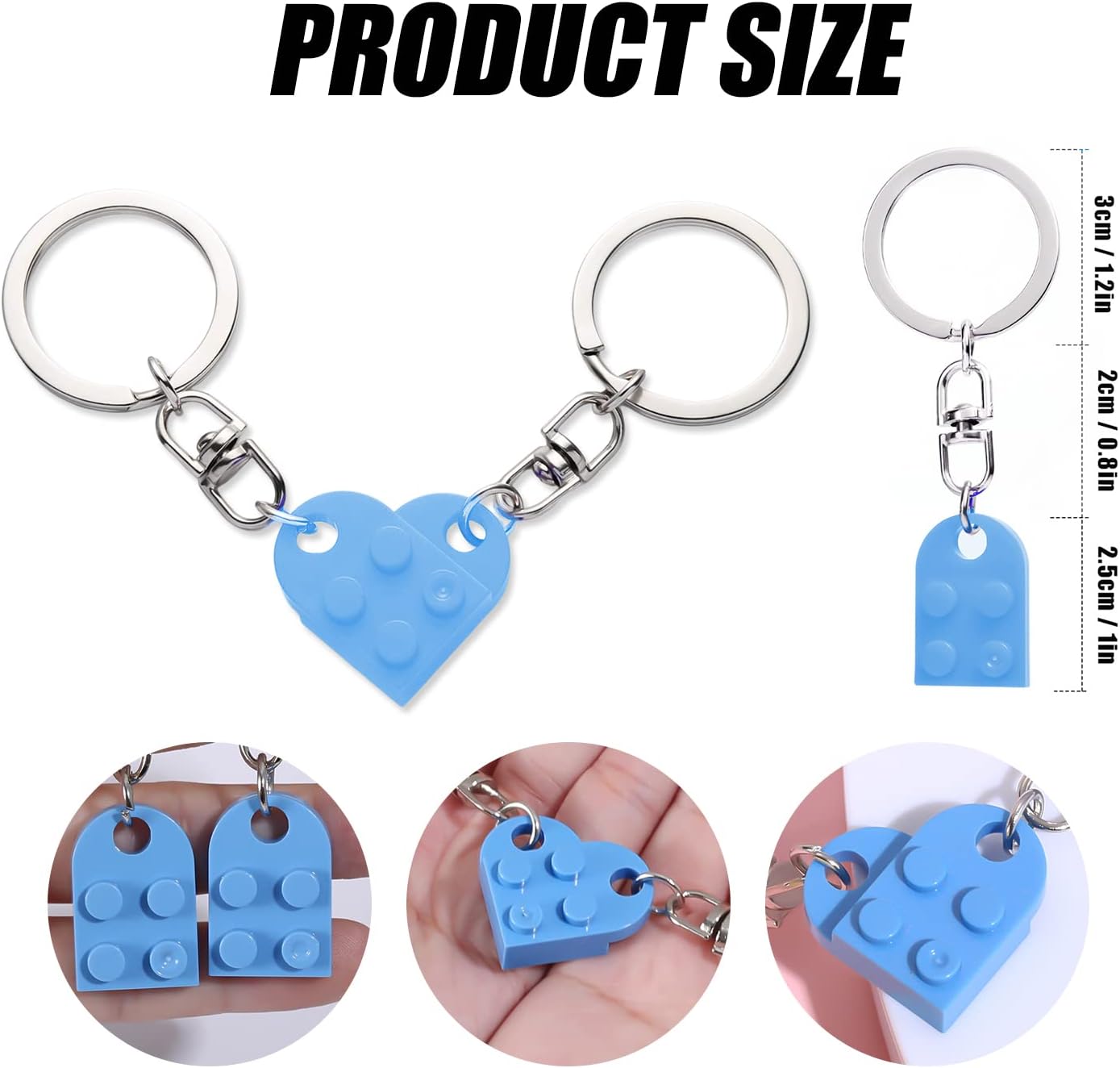 Heart Keychain Set, 2pcs Matching Couple Keychains Small Decorations for Party, Valentine's Gift Girlfriend or Boyfriend (Light Blue) - - Image 2