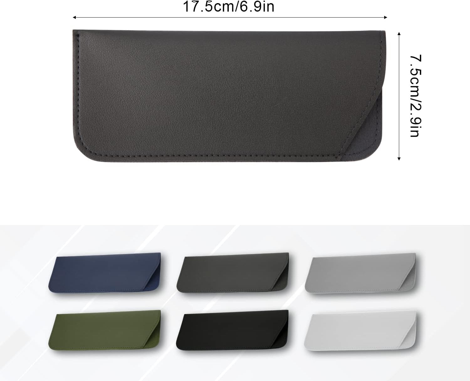 Soft Glasses Cases 7x3 Inch, 6pcs Leather Eyeglasses Case Portable Pouch Sunglasses for Women Men Adults Kids (6 Colors) - - Image 2