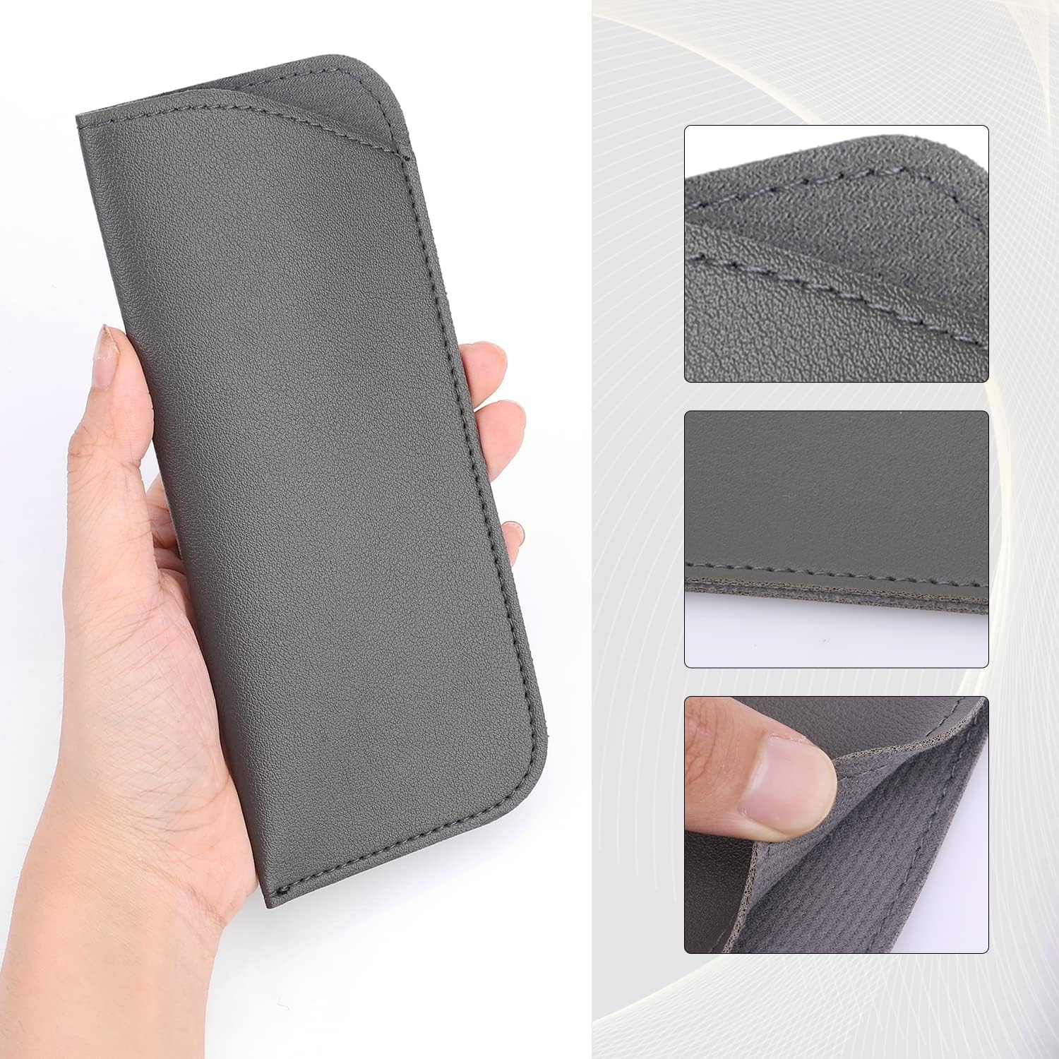 Soft Glasses Cases 7x3 Inch, 6pcs Leather Eyeglasses Case Portable Pouch Sunglasses for Women Men Adults Kids (6 Colors) - - Image 3