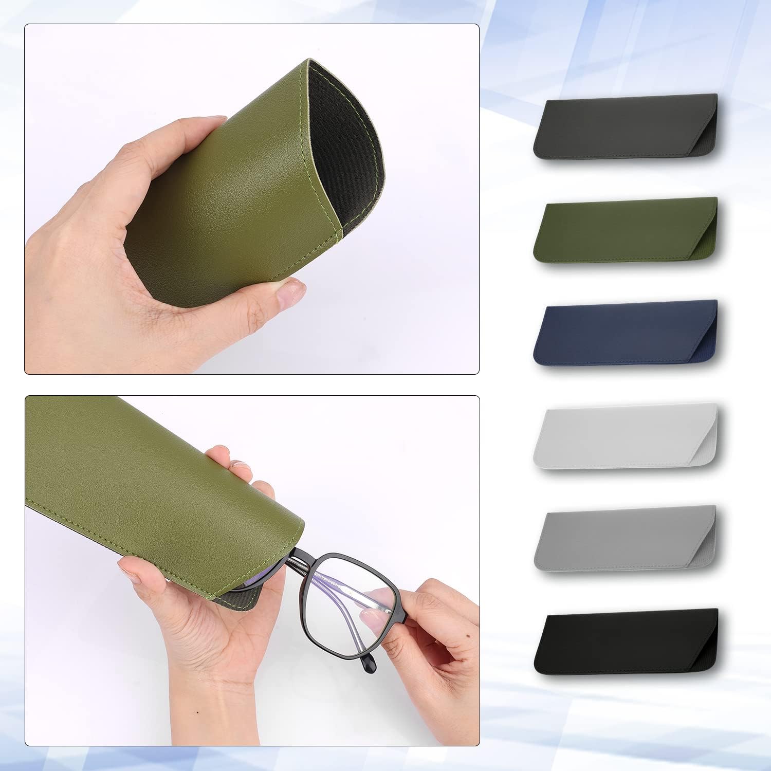 Soft Glasses Cases 7x3 Inch, 6pcs Leather Eyeglasses Case Portable Pouch Sunglasses for Women Men Adults Kids (6 Colors) - - Image 4