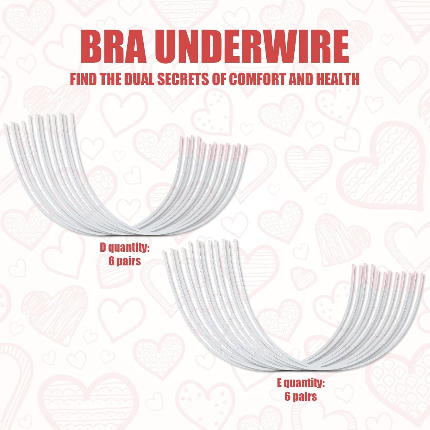 12 Pairs Bra Underwires, Metal Underwire Replacement Sturdy Supporters for Bras D Cup E Accessories White - - Image 3