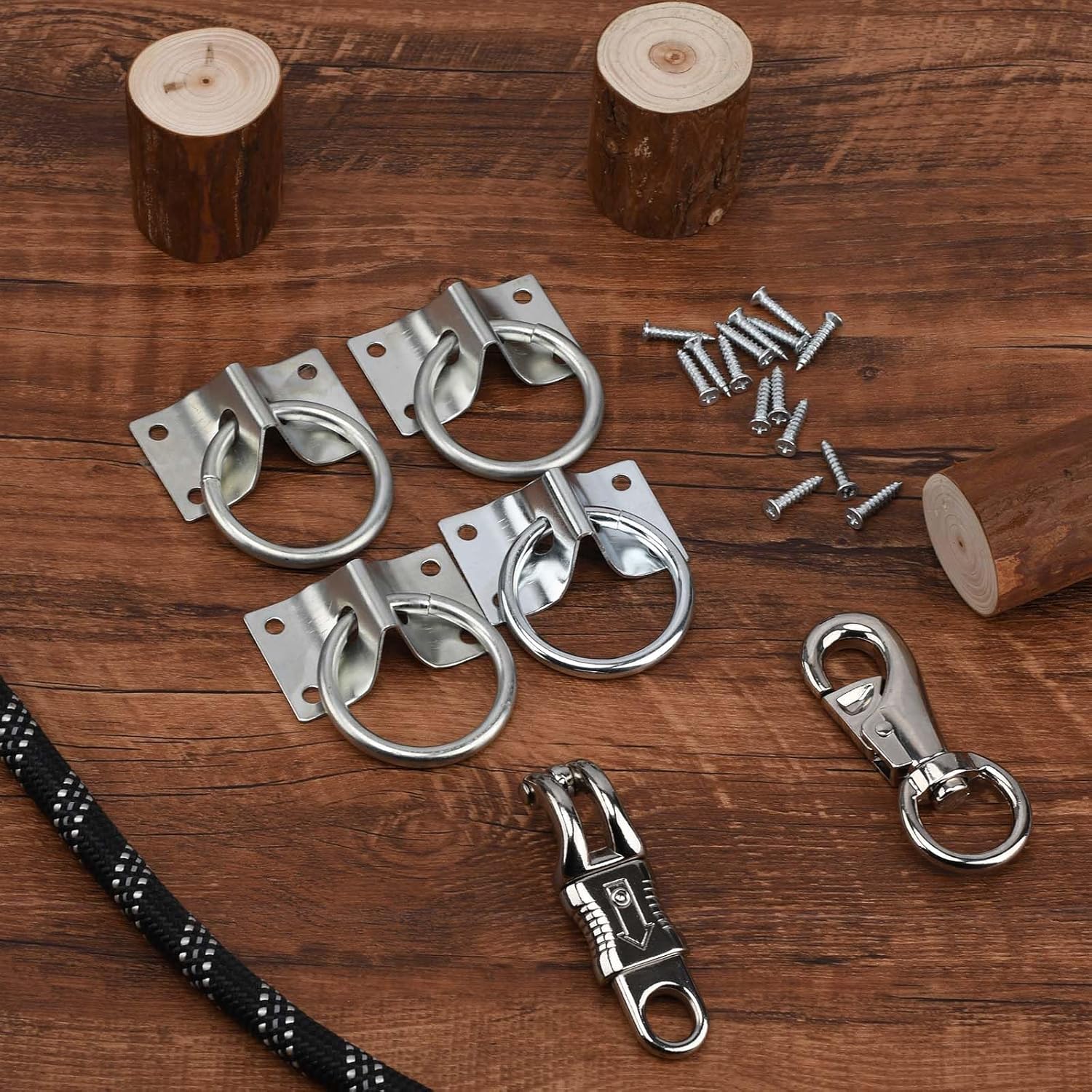 4PCS Cross Tie Ring for Horse,Block Hitching with Screws Horse Stall Stable - - Image 3