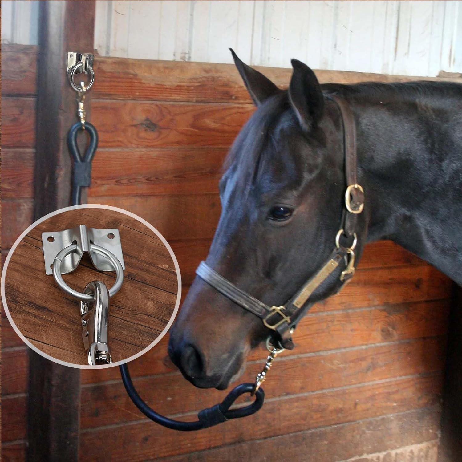 4PCS Cross Tie Ring for Horse,Block Hitching with Screws Horse Stall Stable - - Image 5