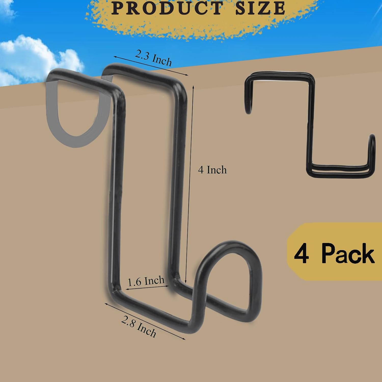 4PCS 4 Inch Tack Hook Heavy Duty Metal Bridle Hooks Water Bucket Hanger for Hanging Horse Bridles,Halter and Buckets(Black) - - Image 2