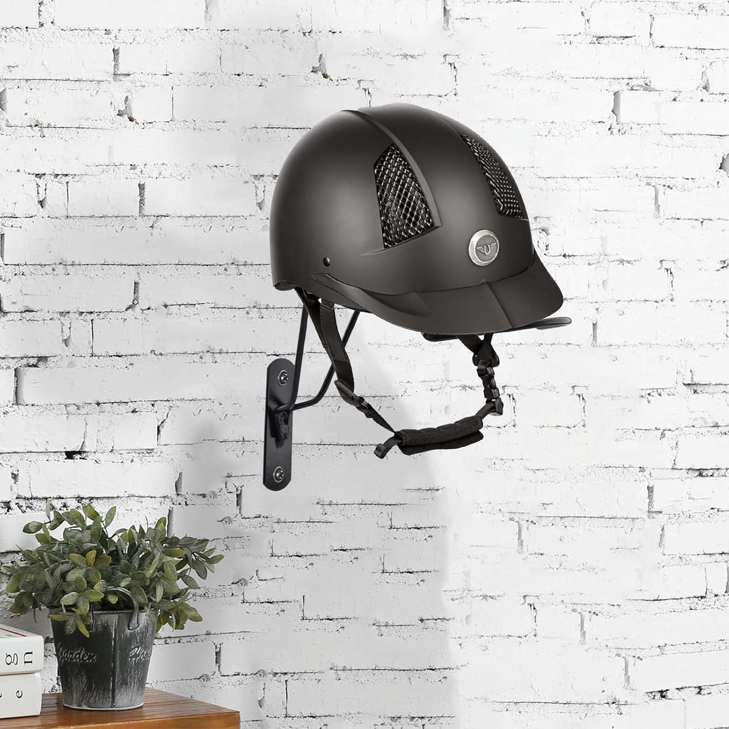Wall Mounted Equestrian Helmet Rack,Metal Holder for Motorcycle Bike Baseball - - Image 2