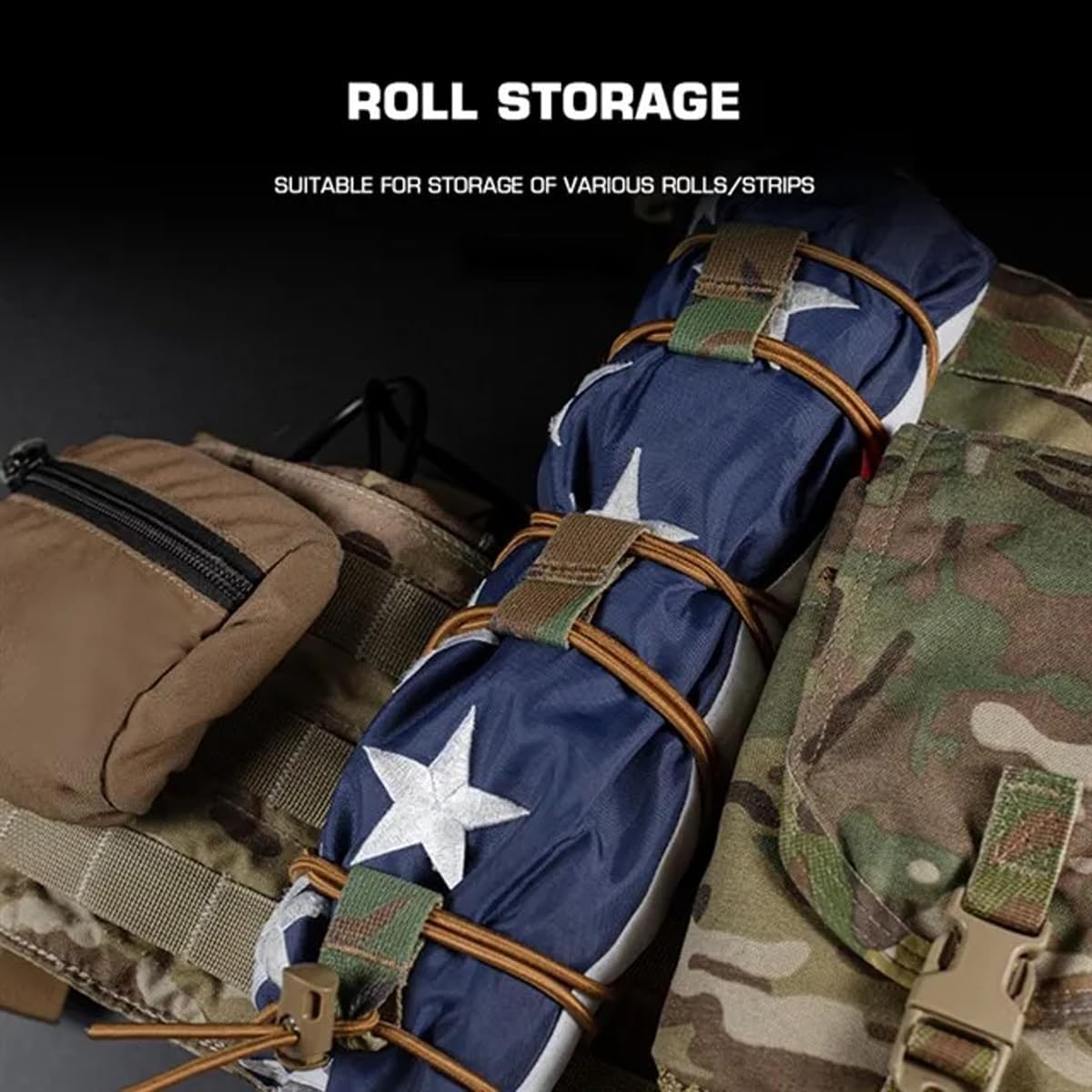 Tactical Flag Bungee Elastic Fastener Strap Shock Cord Retention Molle Webbing Loop Lock Secure Plate Carrier Attachment - - Image 2