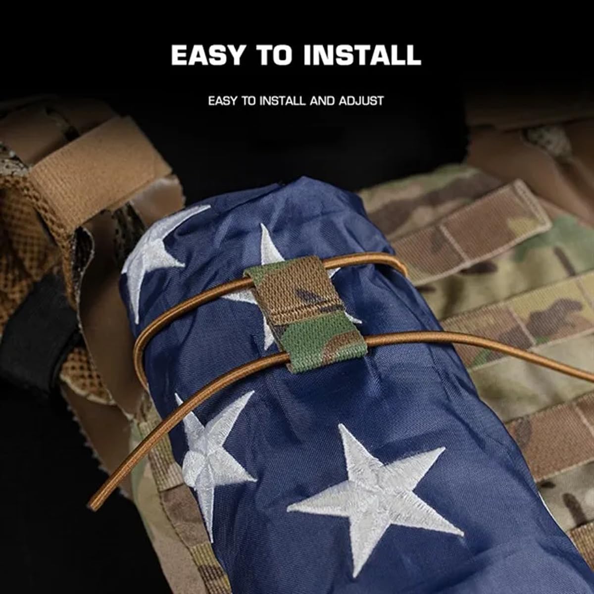 Tactical Flag Bungee Elastic Fastener Strap Shock Cord Retention Molle Webbing Loop Lock Secure Plate Carrier Attachment - - Image 4