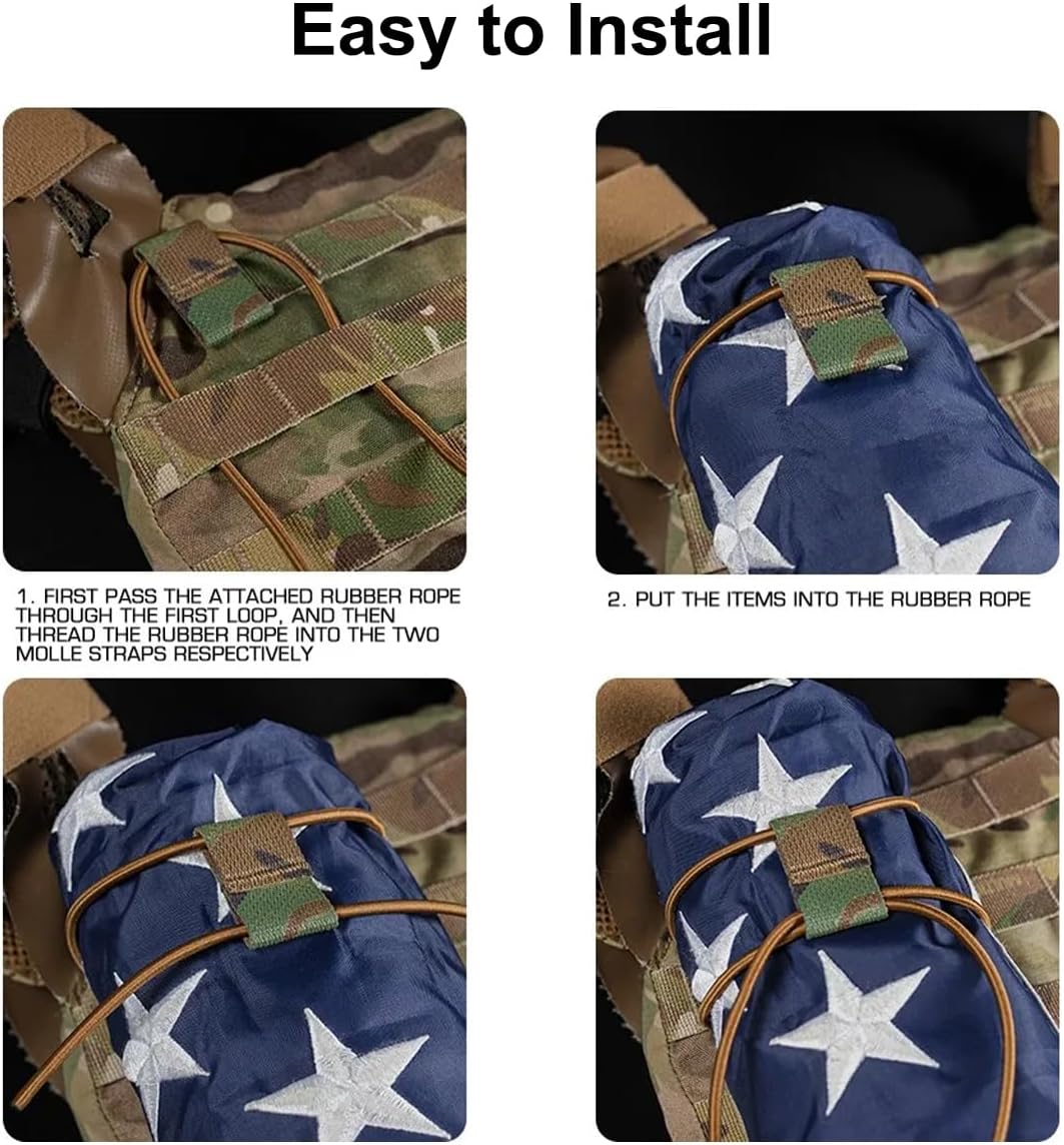 Tactical Flag Bungee Elastic Fastener Strap Shock Cord Retention Molle Webbing Loop Lock Secure Plate Carrier Attachment - - Image 5