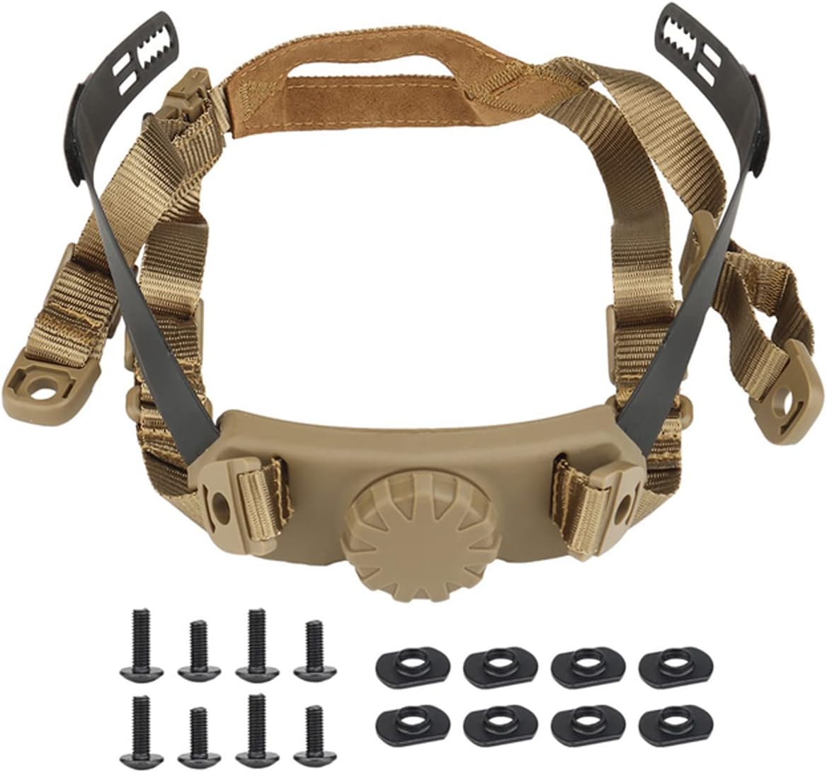 Tactical Helmet Strap Adjustable Chin Inner Suspension System with Bolts and Screws for Fast MICH IBH Airsoft Helmets khaki - - Image 1
