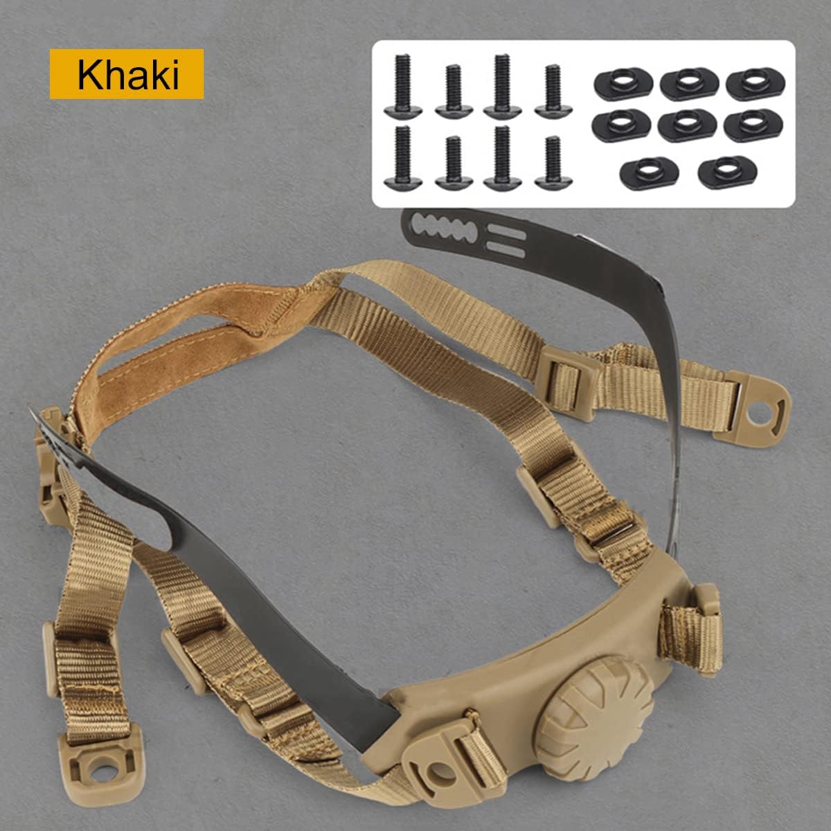 Tactical Helmet Strap Adjustable Chin Inner Suspension System with Bolts and Screws for Fast MICH IBH Airsoft Helmets khaki - - Image 6