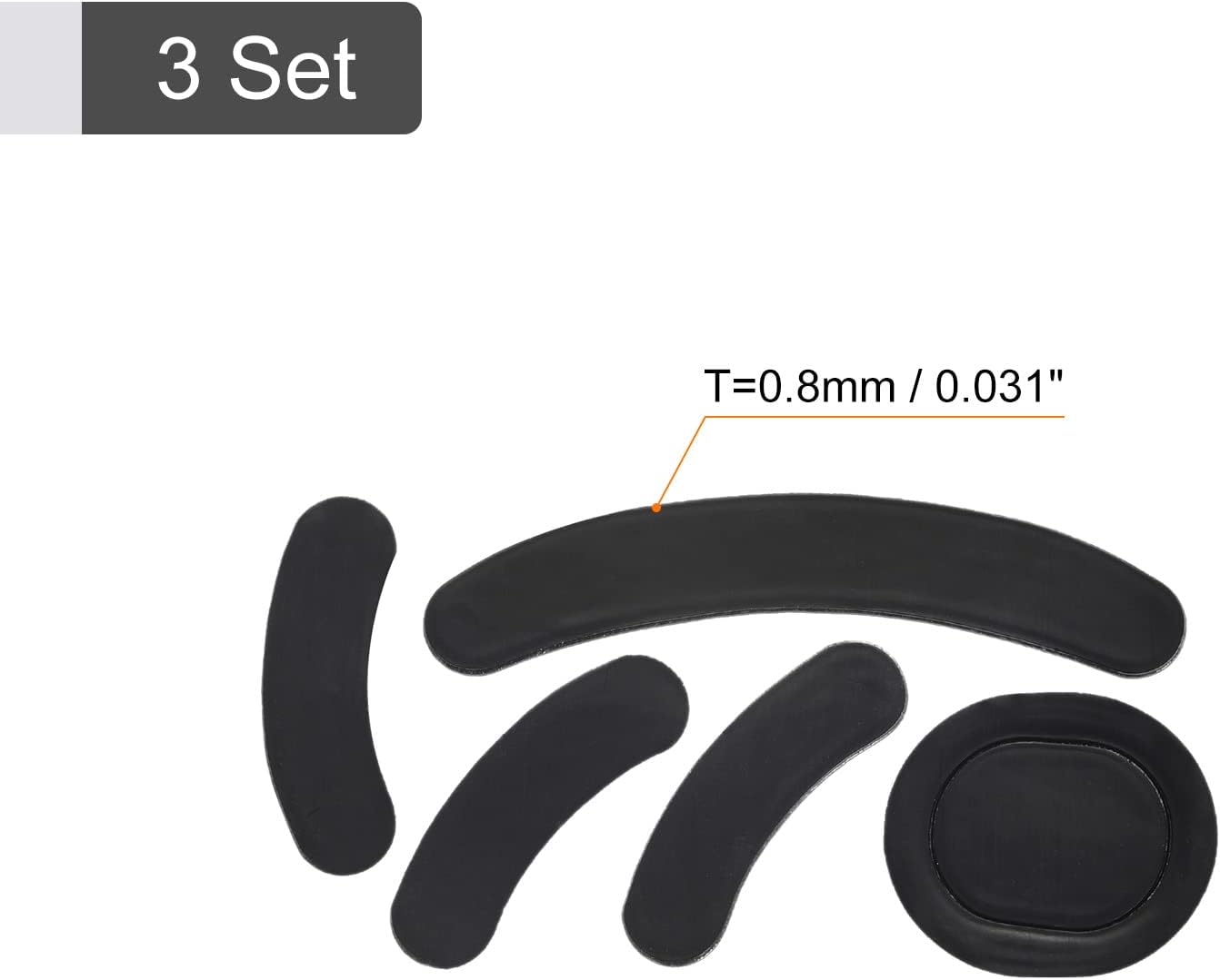 Rounded Curved Edges Mouse Feet Skates Pads 0.8mm w Cleaning Paper for G PRO Wireless Gaming Replacement Black 5Pcs/3 Set - - Image 2