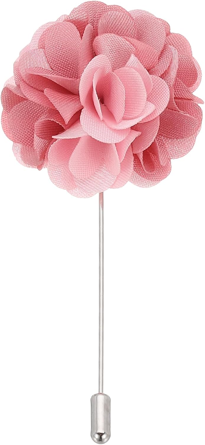 Flower Boutonnieres Pin, Lapel Pin for Men Camellia Wedding Graduation Anniversary Brooch Outfit Accessories Dark Pink/Light Pink - - Image 1