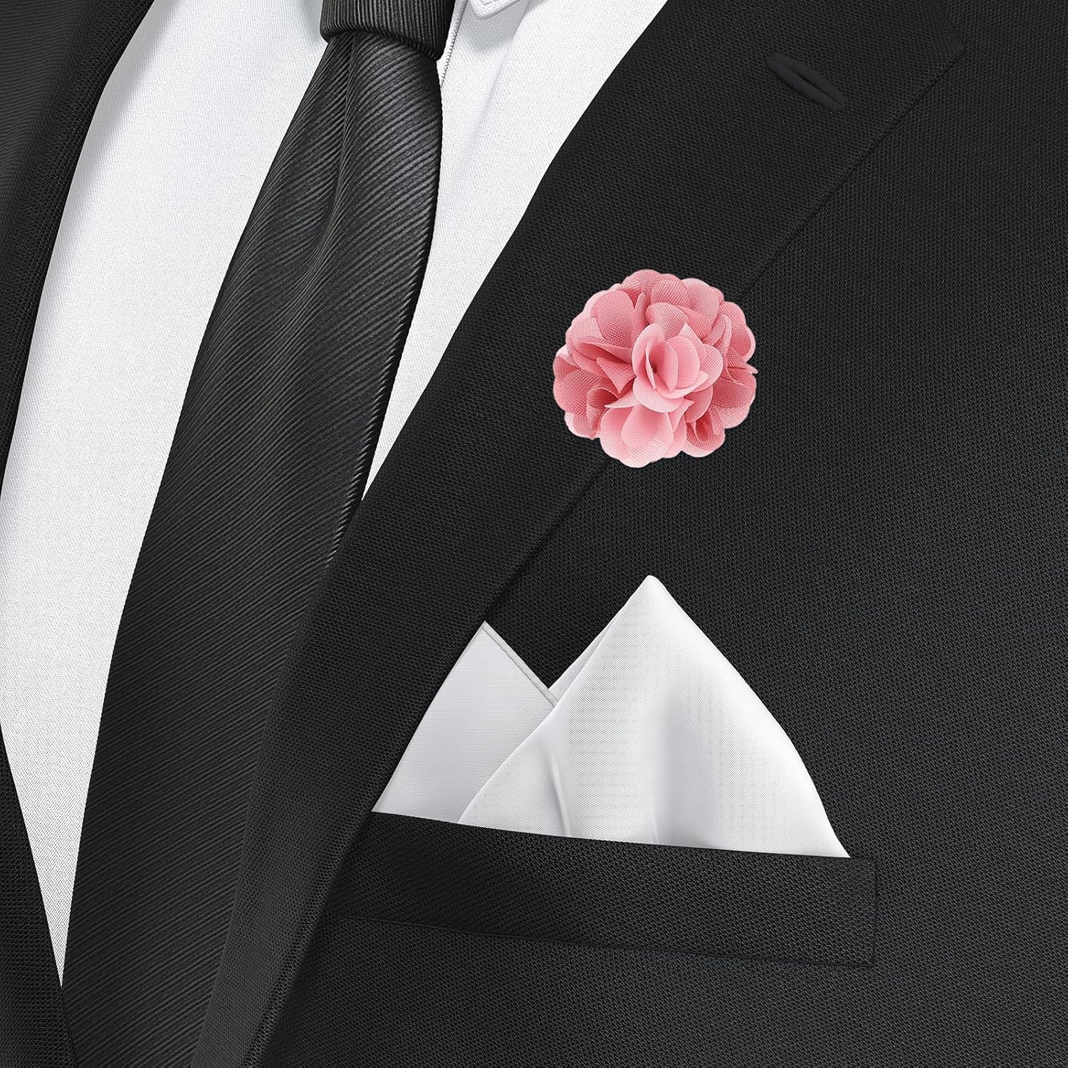 Flower Boutonnieres Pin, Lapel Pin for Men Camellia Wedding Graduation Anniversary Brooch Outfit Accessories Dark Pink/Light Pink - - Image 5