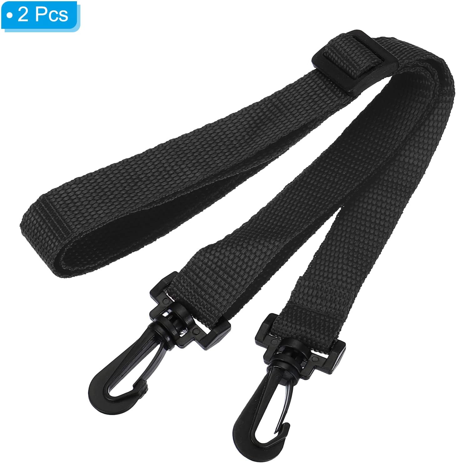 20mmx1.1m Replacement Shoulder Strap, 2 Pack Adjustable Swivel Clips Hooks Buckle Slide Crossbody Bag Belt for Water Bottle Carrier Sling Bag, Black All - - Image 3