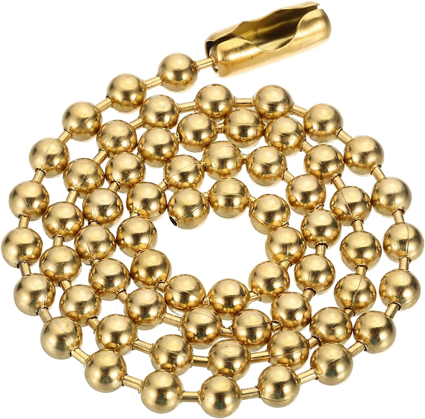 Silver-tone Beaded Chain Necklace, Titanium Steel Bead Ball Necklace Y2K Punk for Women Men Gift Gold 0.24 in x 18 - Image 1