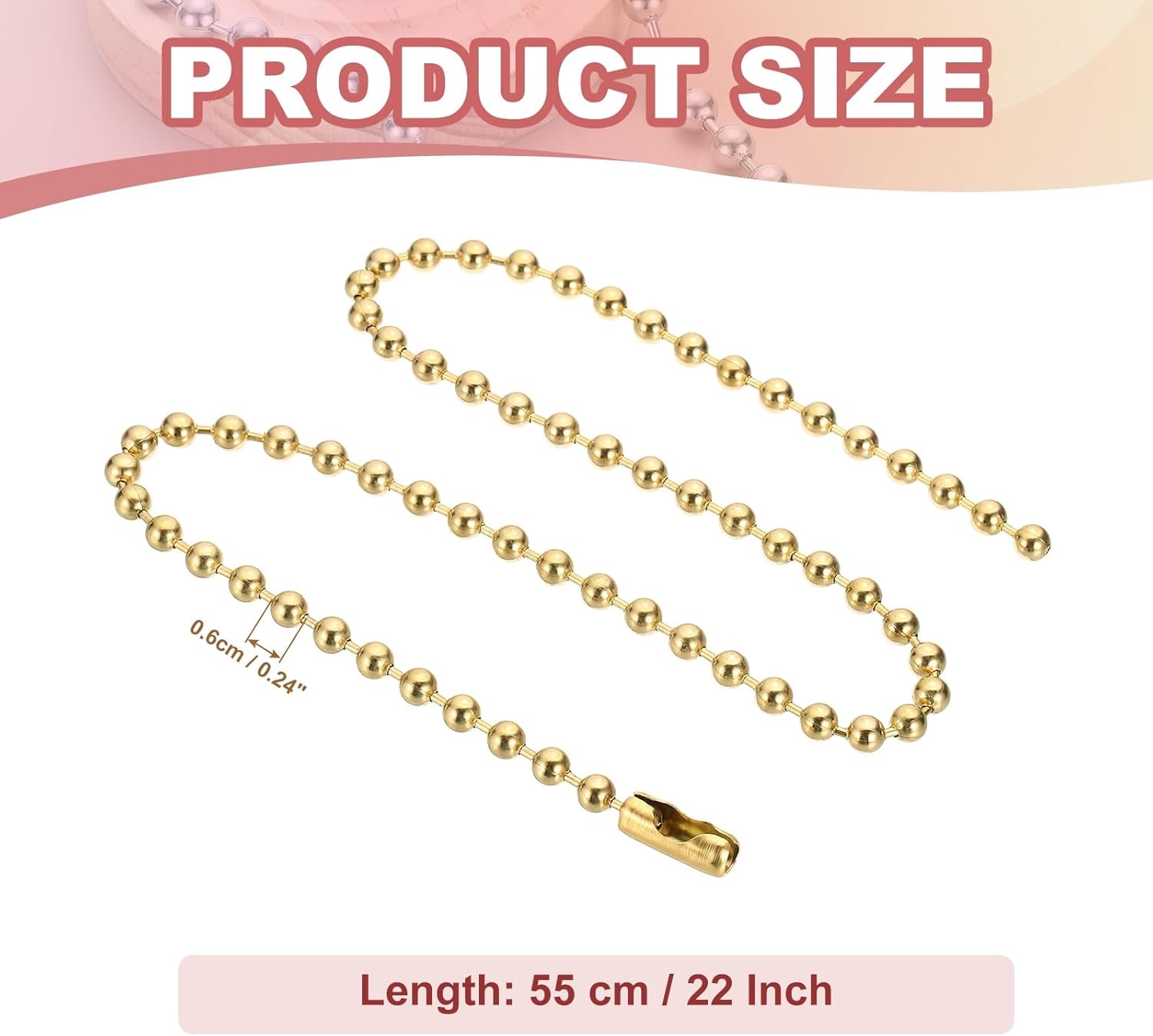 Silver-tone Beaded Chain Necklace, Titanium Steel Bead Ball Necklace Y2K Punk for Women Men Gift Gold 0.24 in x 18 - Image 2
