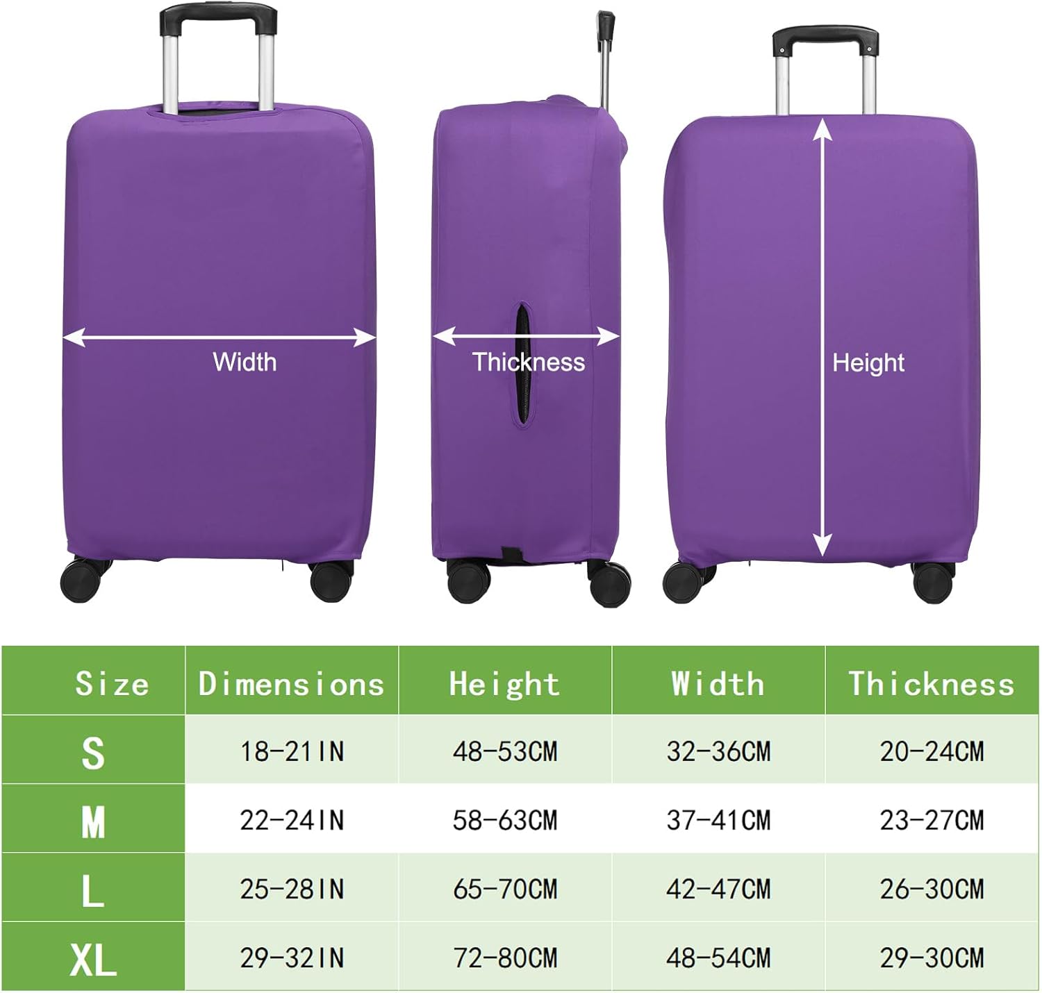 Luggage Cover, Suitcases Covers Elastic Carry on Protector Washable Scratch-Resistant Fits 22-24 Inch for Travel Business Trips, Violet inch - Image 2