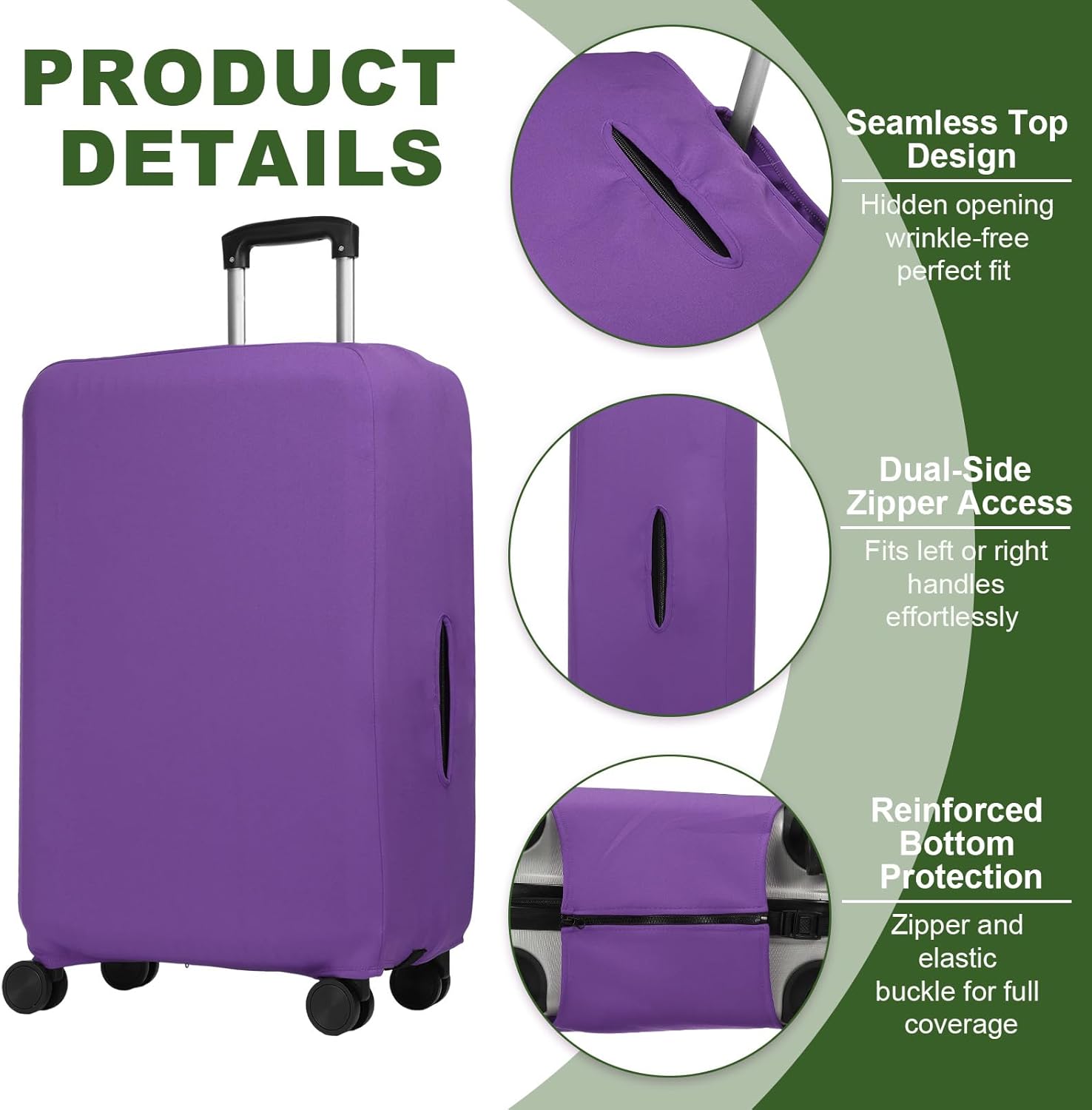 Luggage Cover, Suitcases Covers Elastic Carry on Protector Washable Scratch-Resistant Fits 22-24 Inch for Travel Business Trips, Violet inch - Image 3
