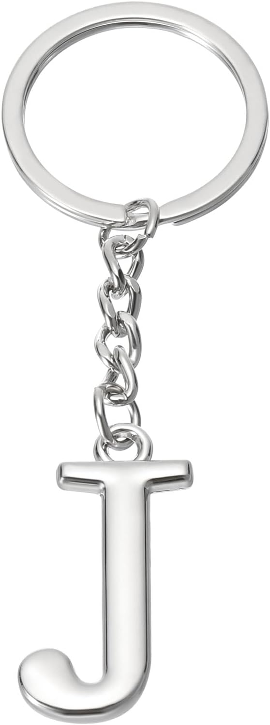 Initial Letter Key Chain, a Chain Pendant Ring J - - Image 1