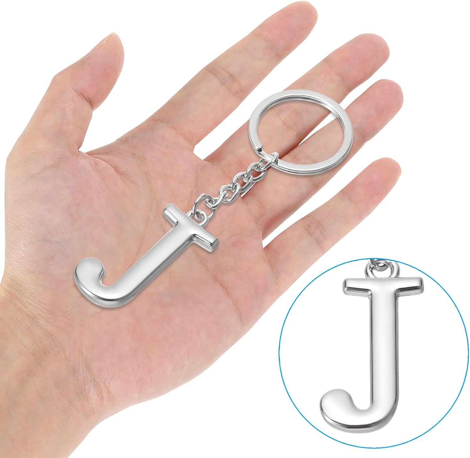 Initial Letter Key Chain, a Chain Pendant Ring J - - Image 4
