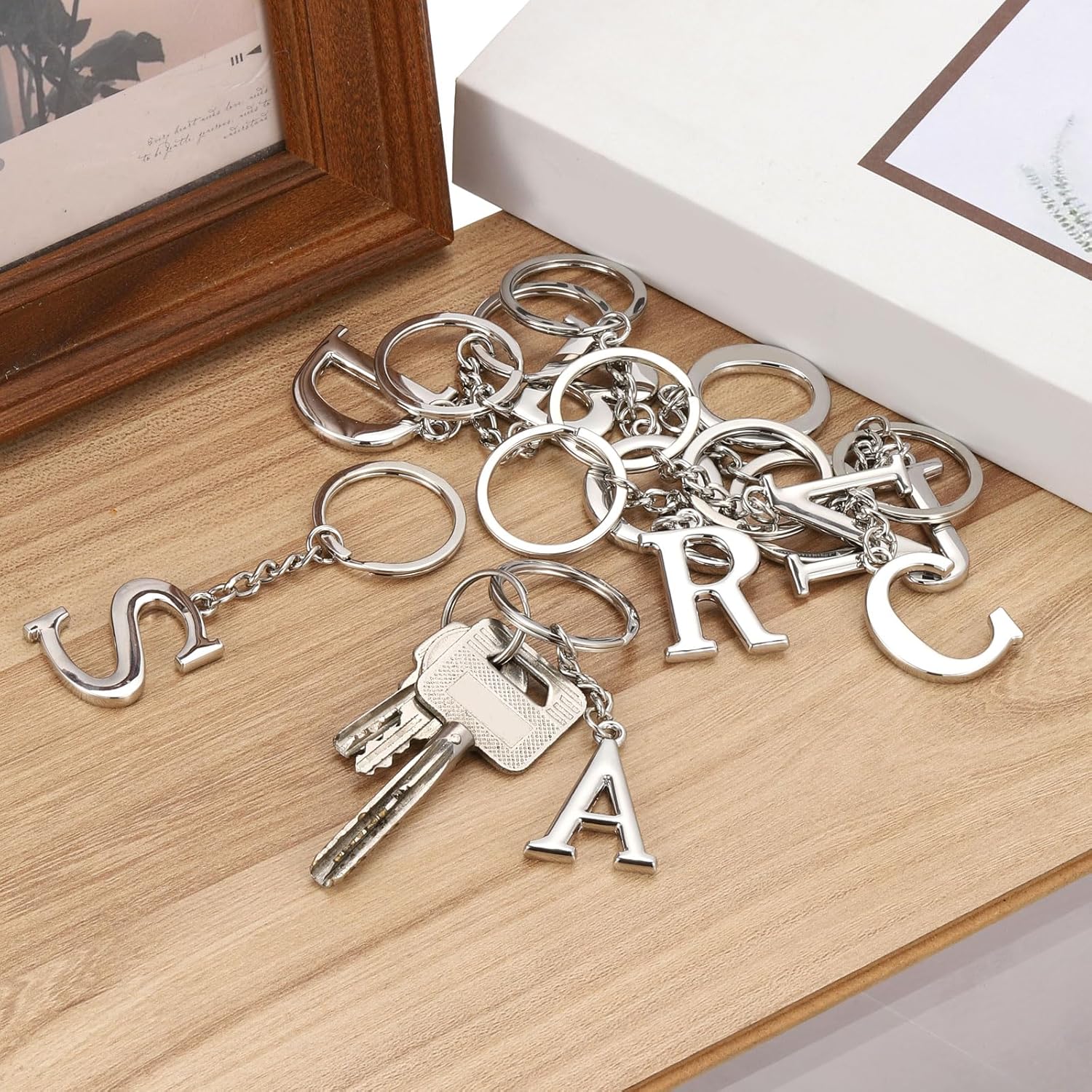 Initial Letter Key Chain, a Chain Pendant Ring J - - Image 5