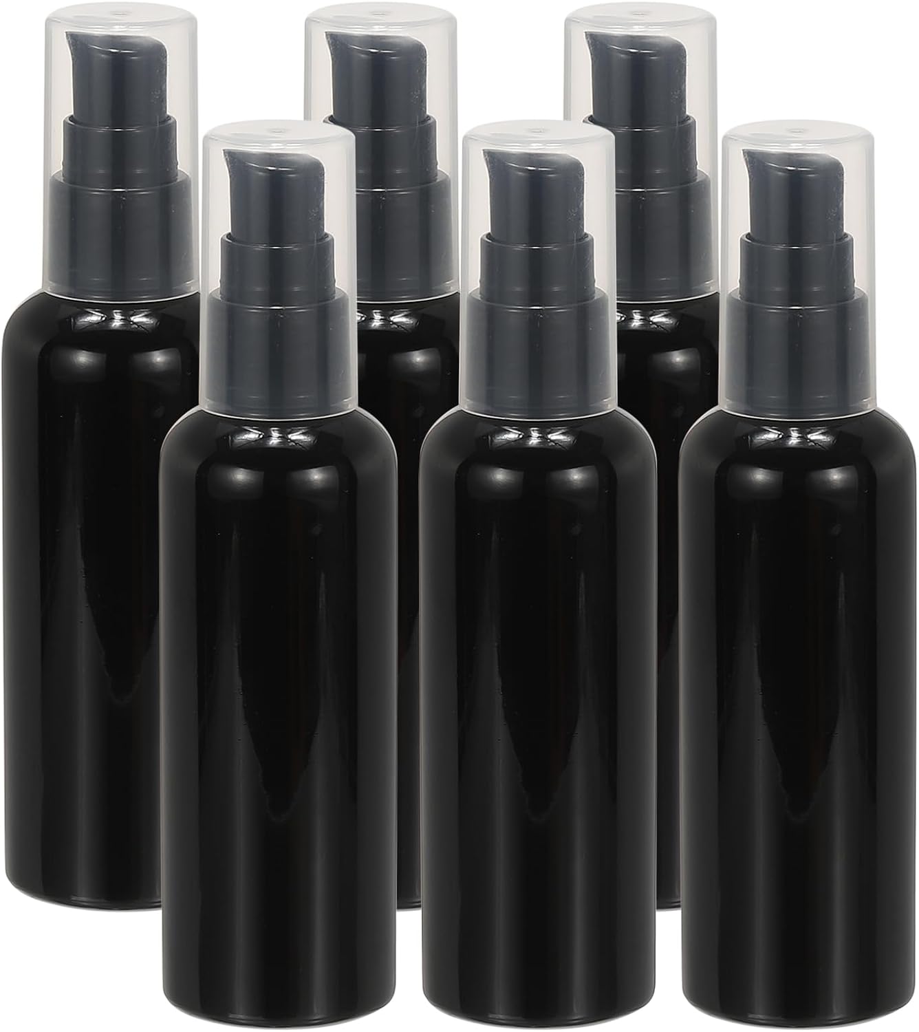 Travel Pump Bottles, 6 Pcs 3.4Oz(100ml) Leak Proof Refillable Empty Dispenser Container Squeeze Bottle with for Shampoo Toiletries Lotion Cream, Black - - Image 1