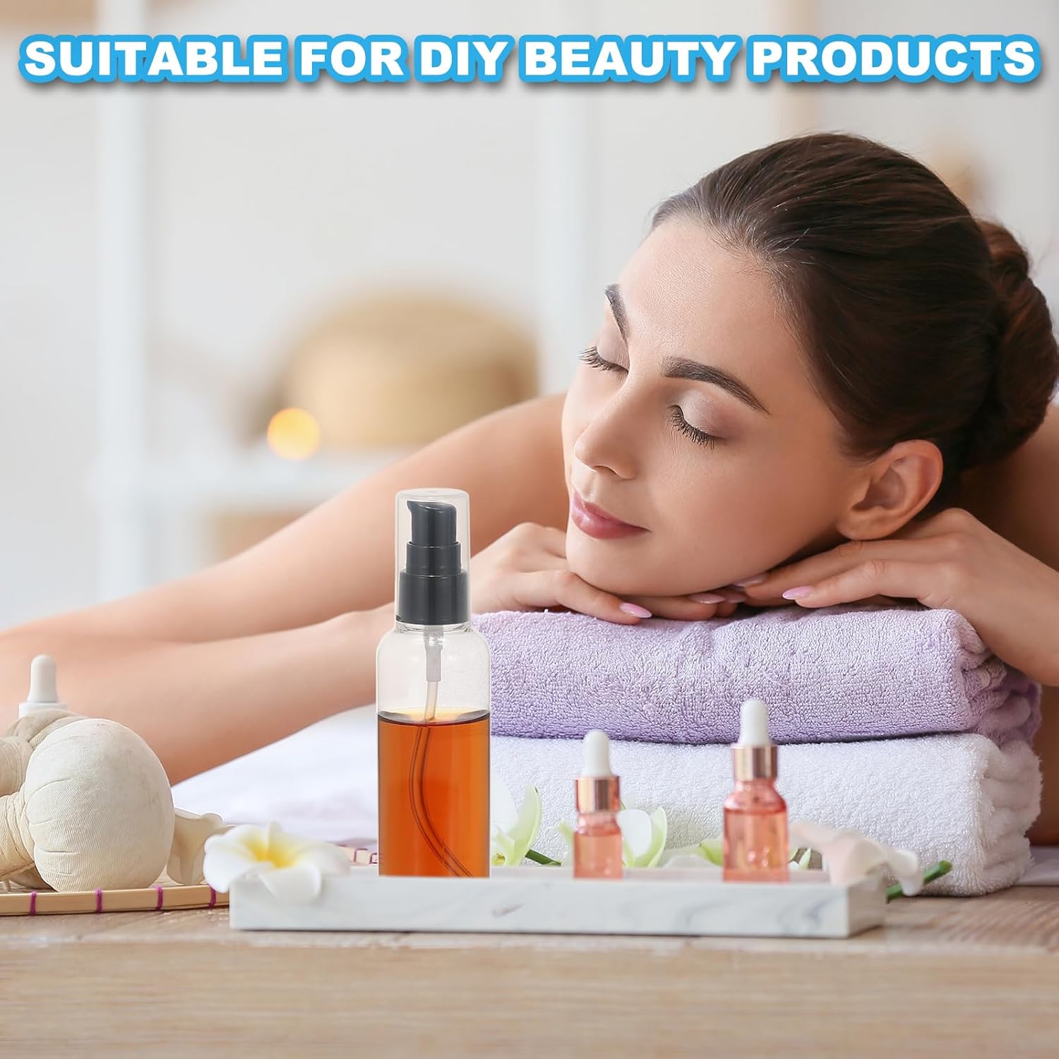 Travel Pump Bottles, 6 Pcs 3.4Oz(100ml) Leak Proof Refillable Empty Dispenser Container Squeeze Bottle with for Shampoo Toiletries Lotion Cream, Black - - Image 5