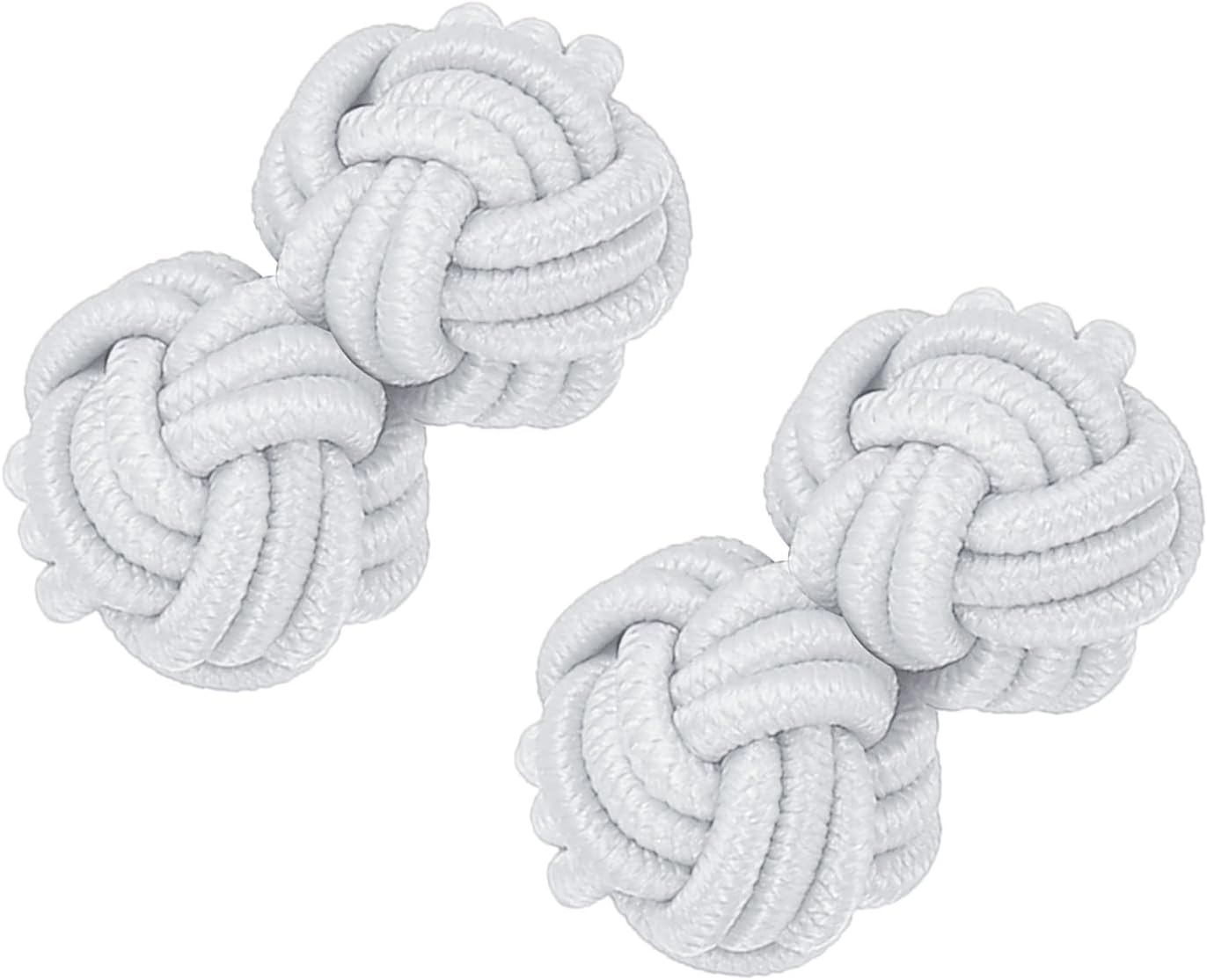 Silk Knot Cufflinks, Elastic Fabric Shirt Twist Dress Accessories Cuff Link for Men, Women, Business, Gift, Wedding White - - Image 1