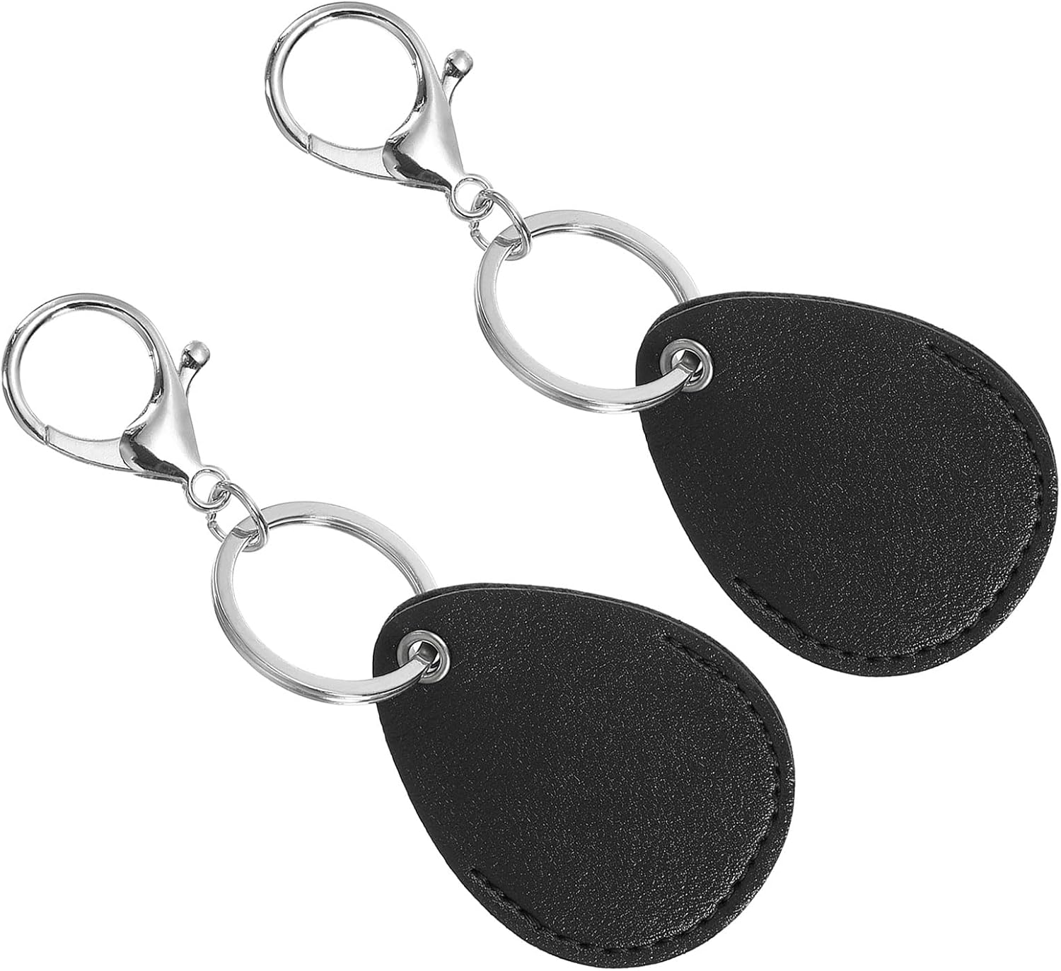 Leather Key Fob - PU Keychain Holder for Keys, ID Cards Black - Image 1