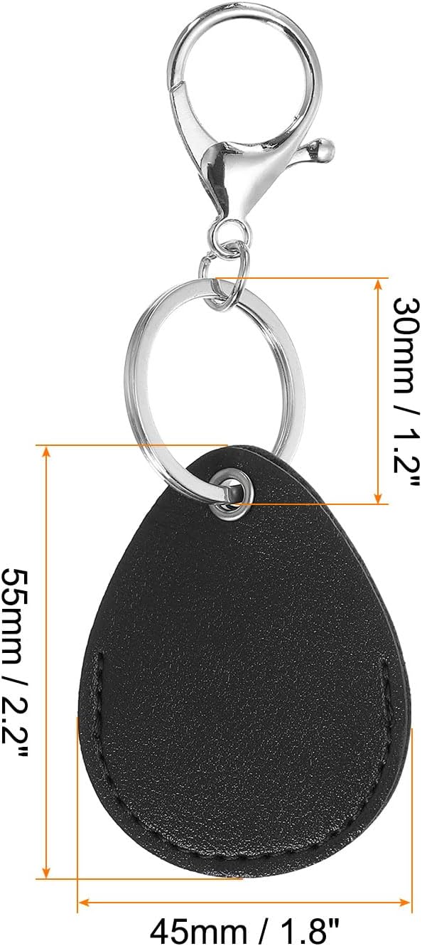 Leather Key Fob - PU Keychain Holder for Keys, ID Cards Black - Image 2