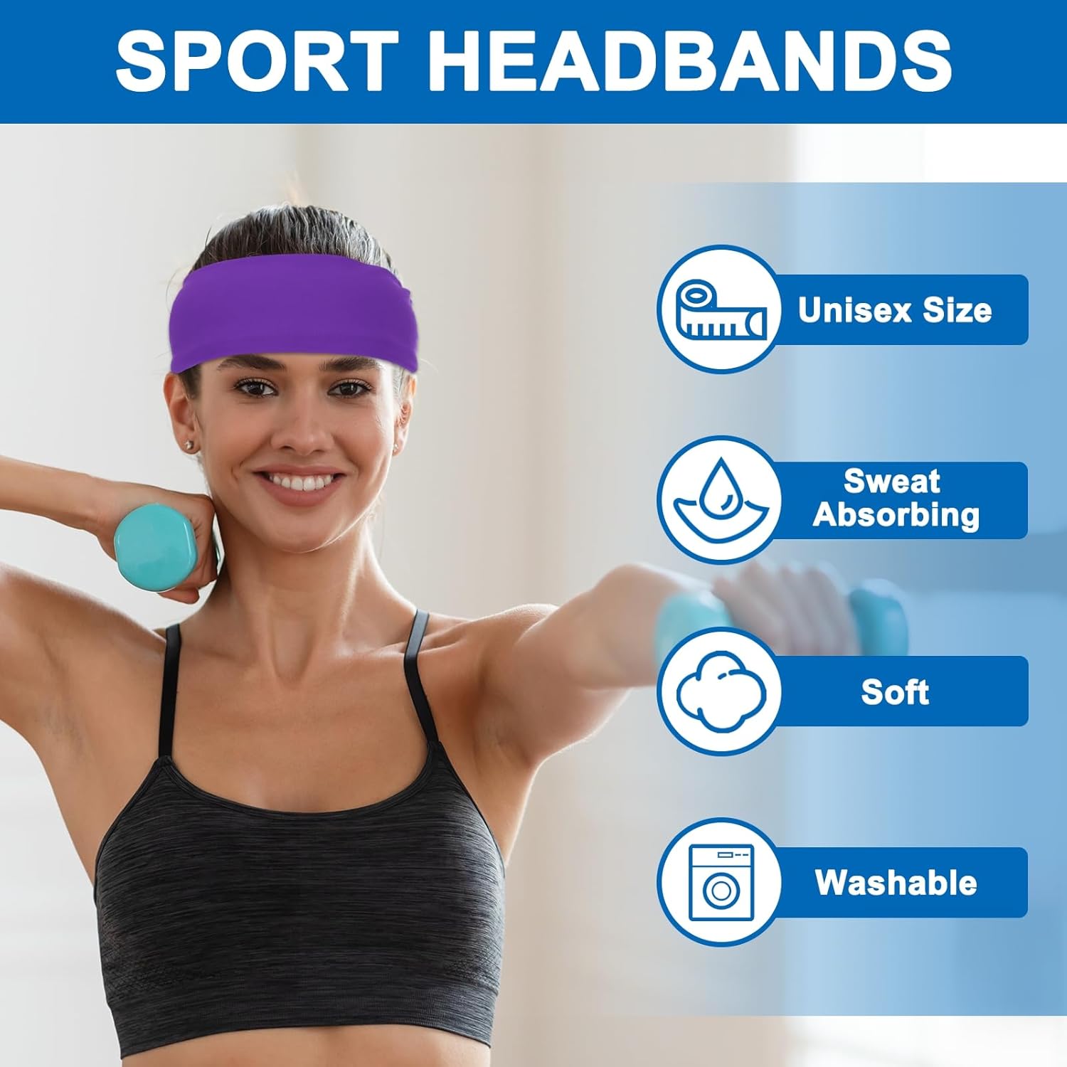 Sport Headbands for Men, Running Sweat Bands Absorbing Head Band Brown - - Image 4