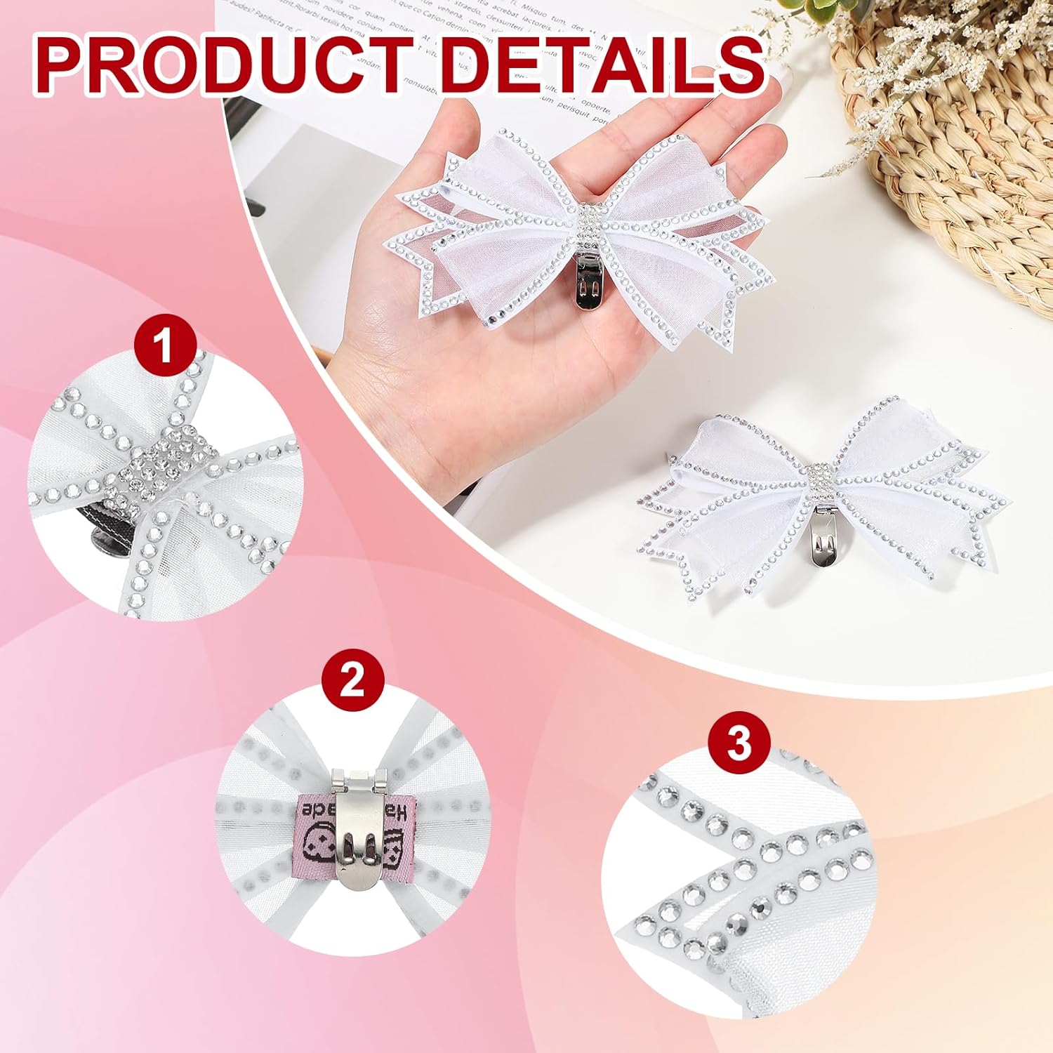 Rhinestone Shoe Clips, 1 Pair Detachable Classic Fashion Sparkling Bow Heels Accessories Decoration for Wedding Bridal Party Daily Wearing White - - Image 3