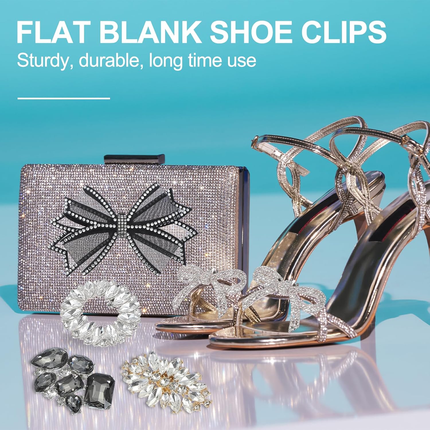 Rhinestone Shoe Clips, 1 Pair Detachable Classic Fashion Sparkling Bow Heels Accessories Decoration for Wedding Bridal Party Daily Wearing White - - Image 6