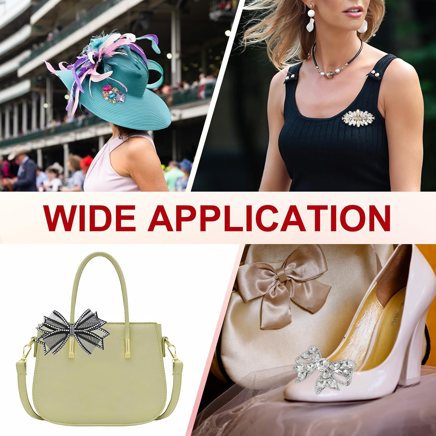 Rhinestone Shoe Clips, 1 Pair Detachable Classic Fashion Sparkling Bow Heels Accessories Decoration for Wedding Bridal Party Daily Wearing White - - Image 7