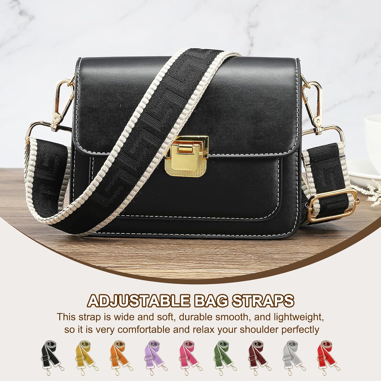 Purse Strap, Adjustable Crossbody Bag Straps Wide Shoulder Strap Universal Replacement Belt for Women's Handbags Canvas Satchels Backpack, Light Pink - - Image 5