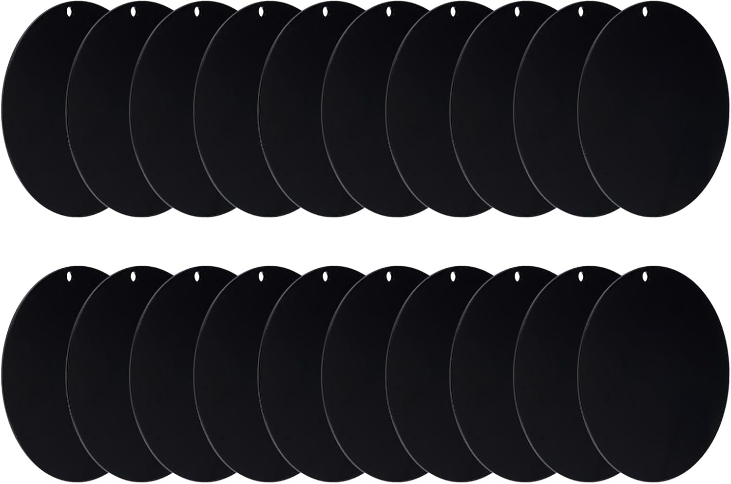 Acrylic Circle Blanks 4 Inch, 20 Pack Round Clear Disc Ornaments with Hole for DIY Keychain Project Crafting, Black Inch - Image 1
