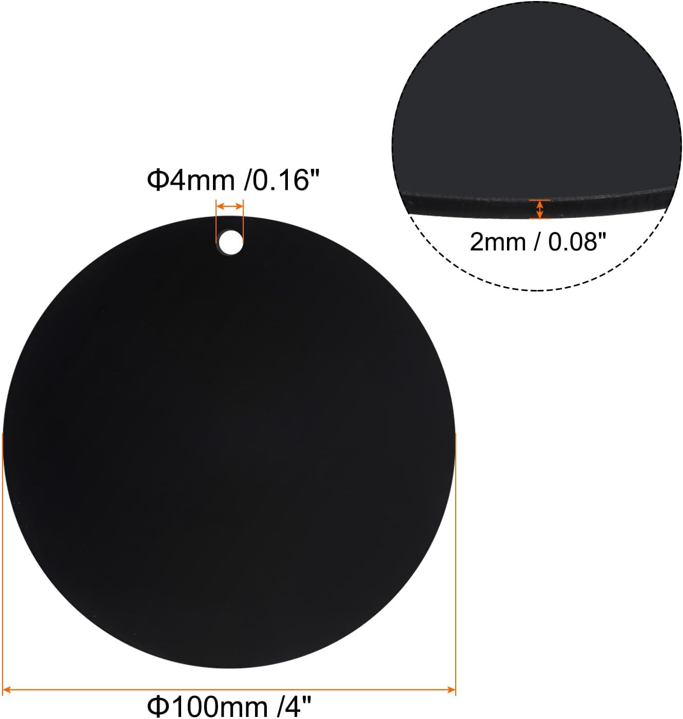 Acrylic Circle Blanks 4 Inch, 20 Pack Round Clear Disc Ornaments with Hole for DIY Keychain Project Crafting, Black Inch - Image 2