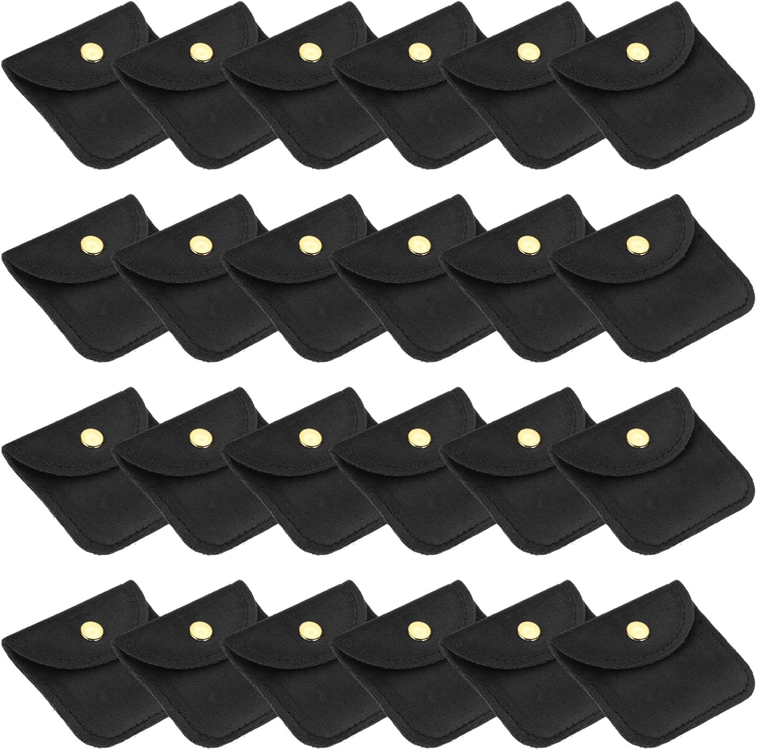 3x3 Inch Velvet Jewelry Pouches, 24 Pcs Packaging Gift Bags with Snap Button for Bracelet Necklace Rings Watch, Black - - Image 1