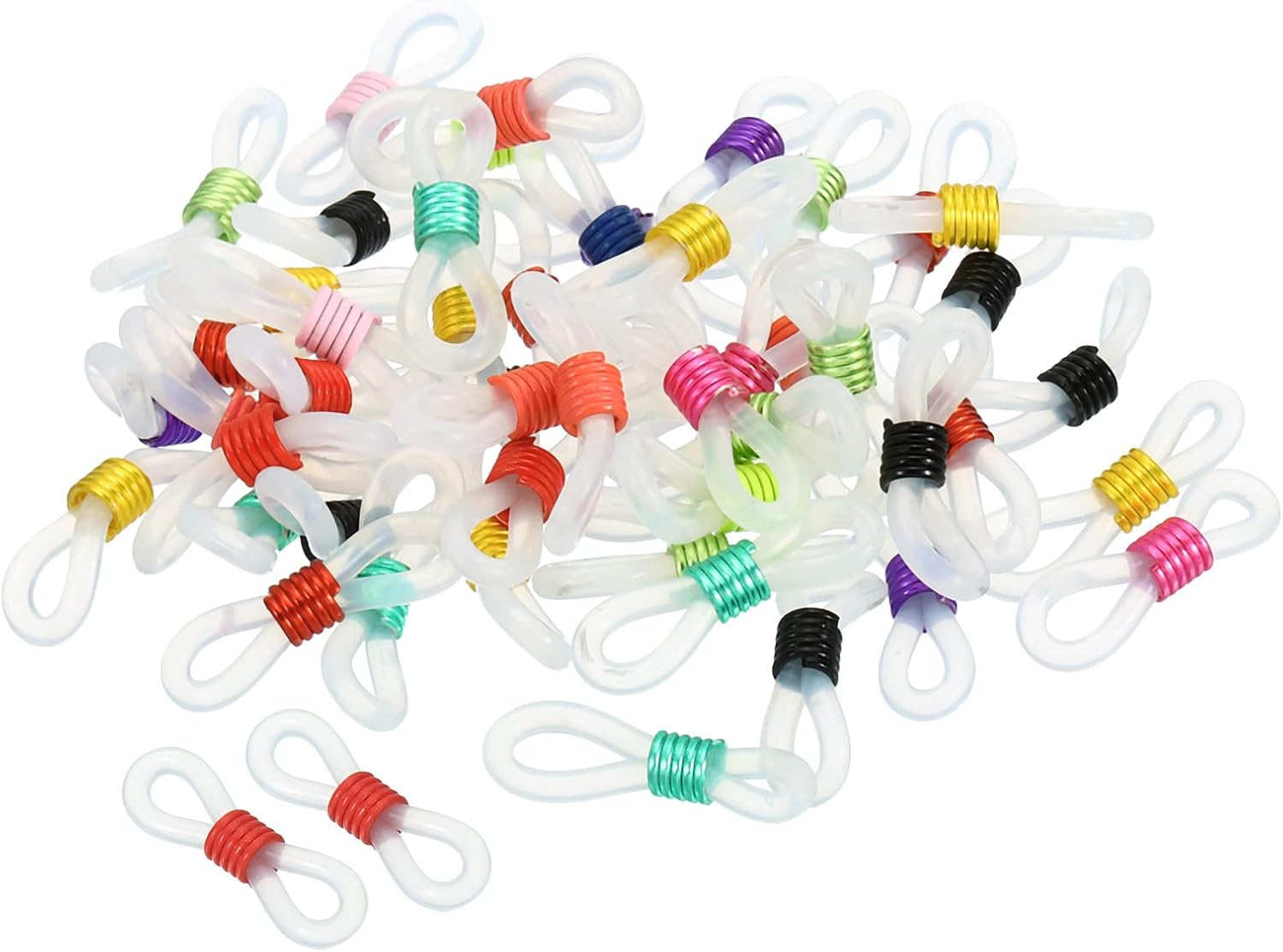 Eyeglass Chain Connector, 50 Pack Adjustable Anti Slip Silicone Rubber Strap Holder End Loop for Women Men Eyeglasses Sunglasses, Mixed Colors - - Image 1