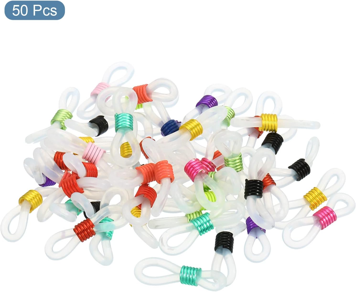 Eyeglass Chain Connector, 50 Pack Adjustable Anti Slip Silicone Rubber Strap Holder End Loop for Women Men Eyeglasses Sunglasses, Mixed Colors - - Image 3