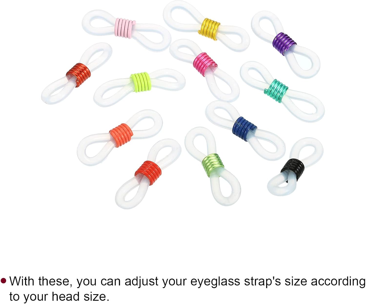 Eyeglass Chain Connector, 50 Pack Adjustable Anti Slip Silicone Rubber Strap Holder End Loop for Women Men Eyeglasses Sunglasses, Mixed Colors - - Image 4