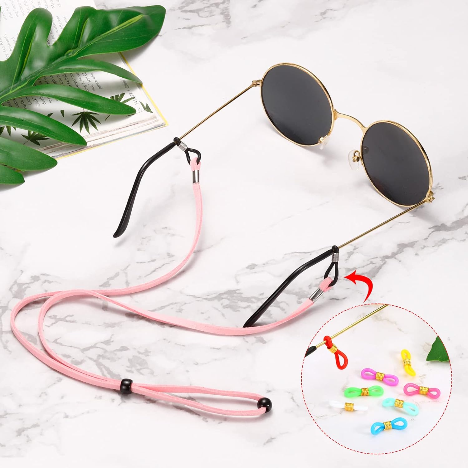 Eyeglass Chain Connector, 50 Pack Adjustable Anti Slip Silicone Rubber Strap Holder End Loop for Women Men Eyeglasses Sunglasses, Mixed Colors - - Image 5