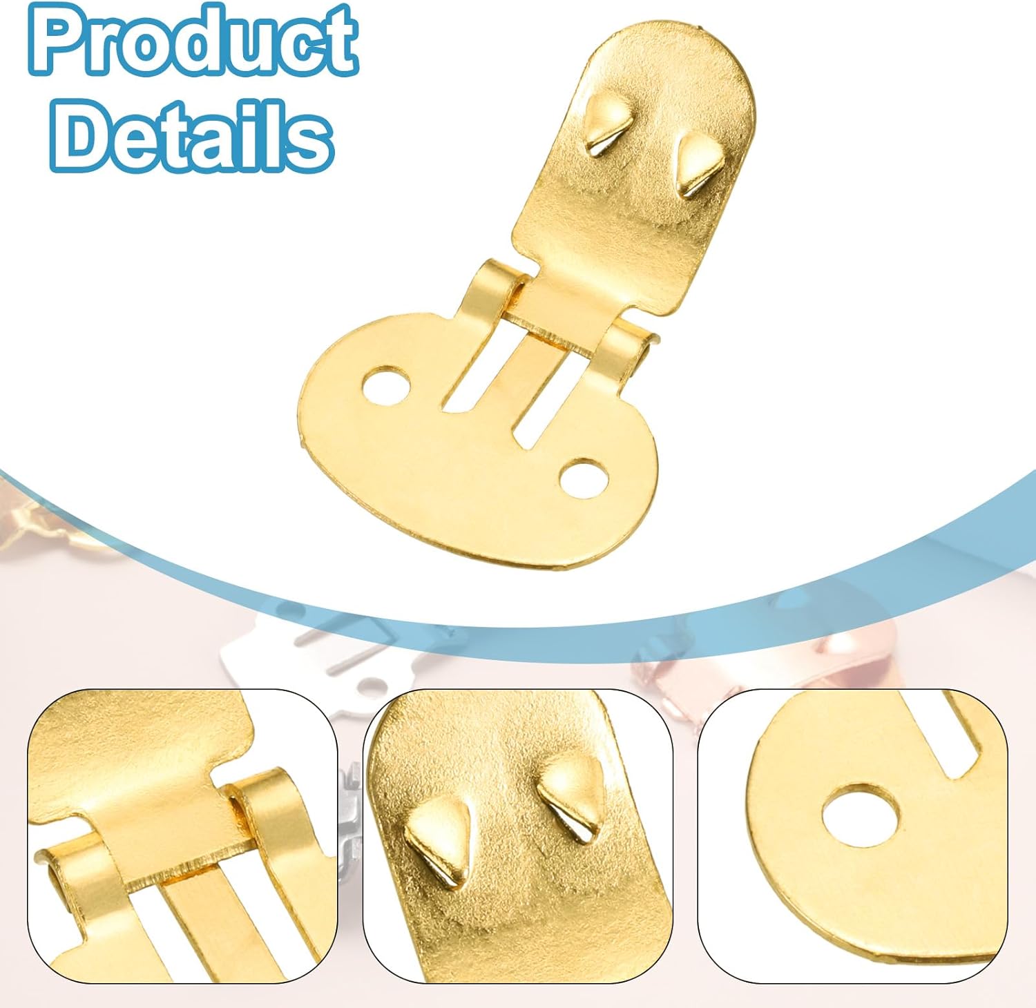 19mm x 31mm Shoe Clips, 10 Pcs Flat Blank Clips Supplies Embellishments for DIY Crafts Decoration Project Shoes Gold - Image 3