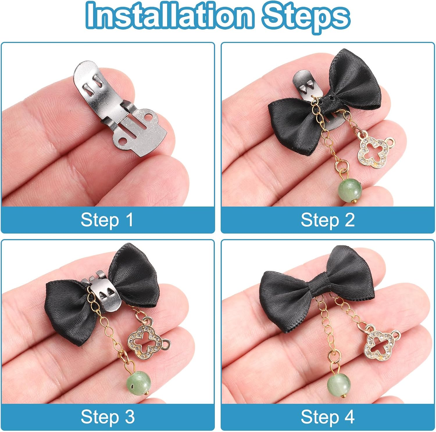 19mm x 31mm Shoe Clips, 10 Pcs Flat Blank Clips Supplies Embellishments for DIY Crafts Decoration Project Shoes Gold - Image 4