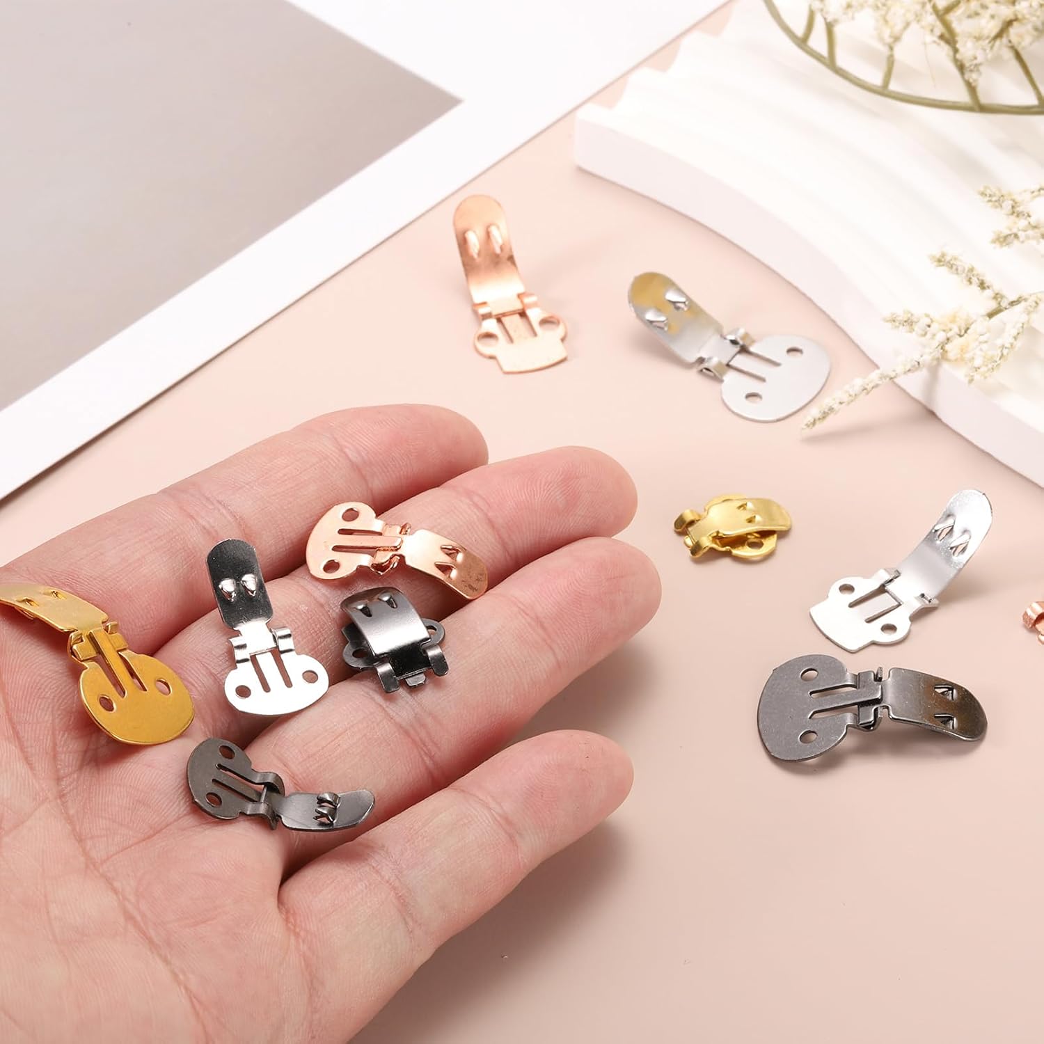 19mm x 31mm Shoe Clips, 10 Pcs Flat Blank Clips Supplies Embellishments for DIY Crafts Decoration Project Shoes Gold - Image 5