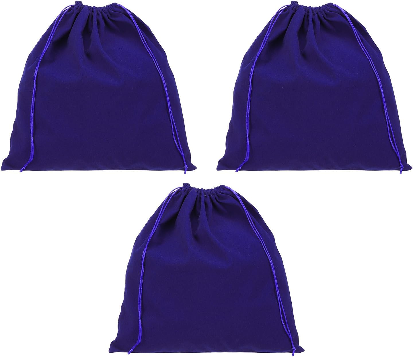 Large Velvet Bags With Drawstrings, 3 Pack 14 x Inch Hair Dryer Bag Treat Dust Hotel Storage for Travel Luggage Packing, Deep Blue - - Image 1
