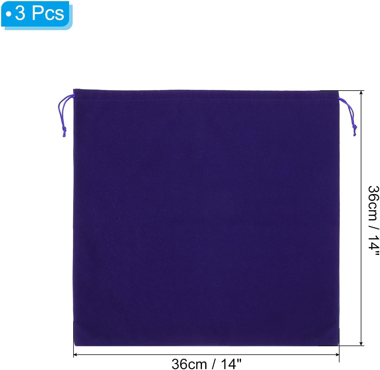 Large Velvet Bags With Drawstrings, 3 Pack 14 x Inch Hair Dryer Bag Treat Dust Hotel Storage for Travel Luggage Packing, Deep Blue - - Image 2