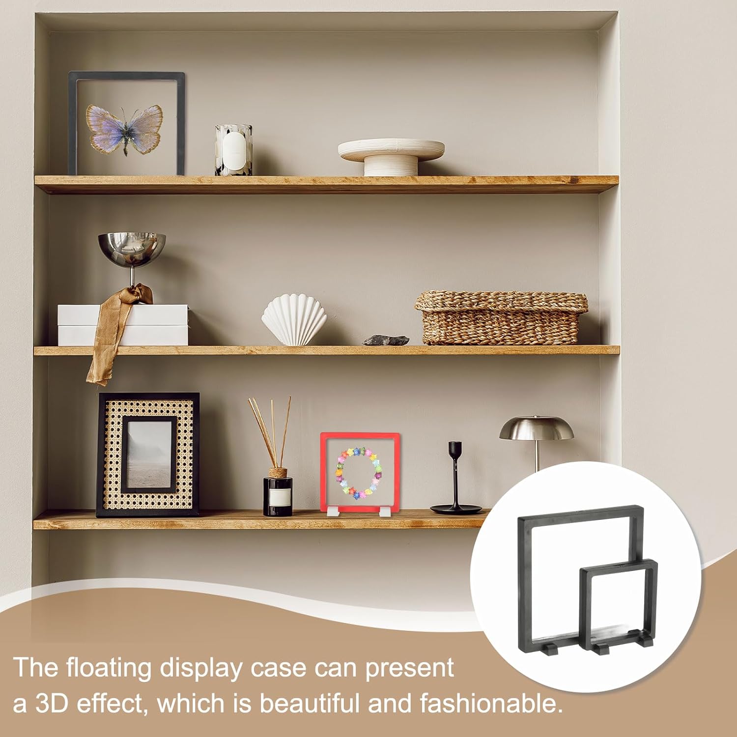 4Pcs Floating Display Case, 4.3 Inch Jewelry Case Stand Challenge Coin Holder Frames Transparent Small Storage Box 3D for Necklace Bracelets Pendants, Orange/White 4.3x4 - Image 5