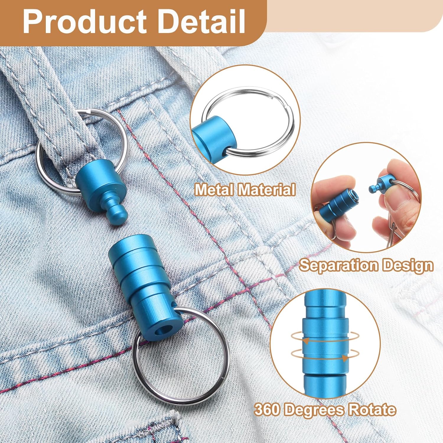Quick Release Keychain, Detachable Pull Apart Key Rings Clip Spring Split Snap Separate Keychains Lock Holder Wine Red Blue - - Image 3