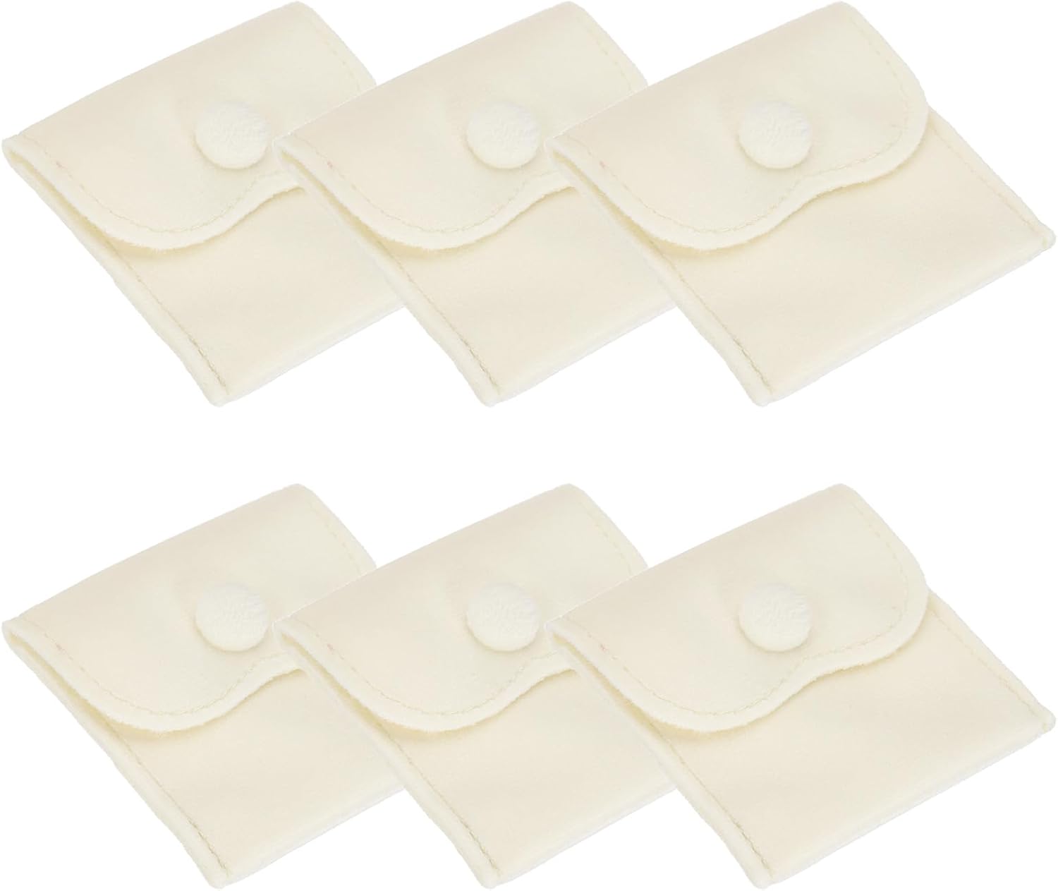 3x3 Inch Velvet Jewelry Pouches, 6 Pcs Packaging Gift Bags with Snap Button for Bracelet Necklace Rings Watch, Beige - Image 1